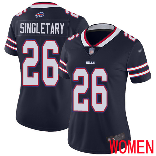 Women Buffalo Bills 26 Devin Singletary Limited Navy Blue Inverted Legend NFL Jersey
